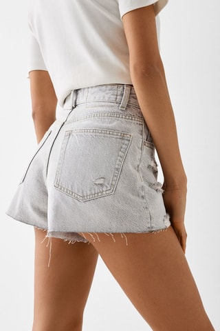 Short en jean - Gris clair