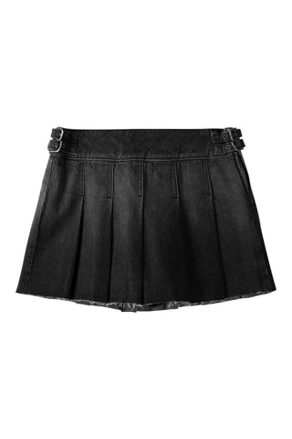 Minijupe plissée en jean - Noir