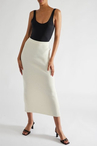 Jupe longue taille haute - Ecru