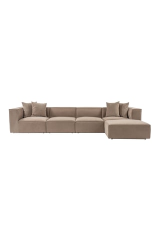 Canapé angle droit Sora - Beige - 4 à 5 places - Revêtement en lin