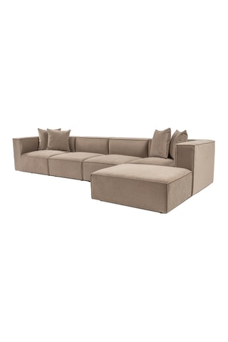 Canapé angle droit Sora - Beige - 4 à 5 places - Revêtement en lin