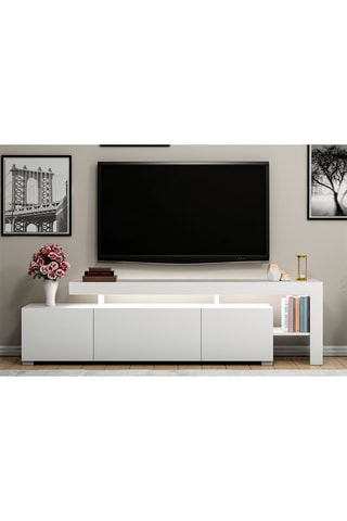Meuble TV 2 portes et abattant Beliz - 192 x 53 x 37 cm