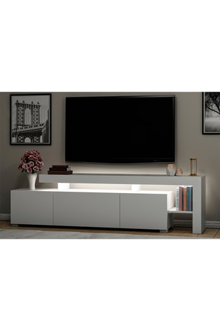 Meuble TV 2 portes et abattant Beliz - 192 x 53 x 37 cm