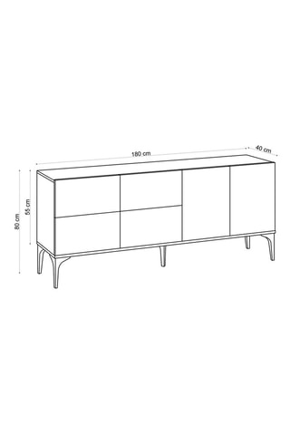 Bahut 6 portes Laika - 180 x 40 x 80 cm