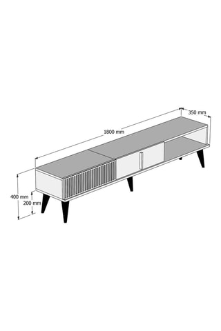 Meuble TV 2 abattants Milan - 180 x 40 x 35 cm