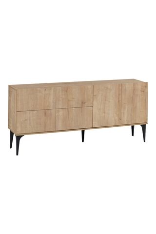 Console 4 portes et étagère murale Aethel - 80 x 180 x 40 / 15 x 100 x 15 cm