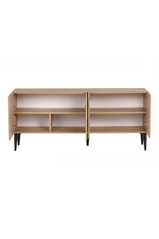 Console 4 portes et étagère murale Aethel - 80 x 180 x 40 / 15 x 100 x 15 cm