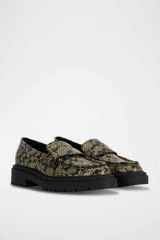 Mocassins vernis - Vert et noir