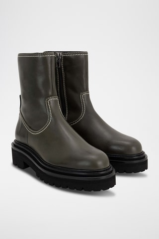 Bottines en cuir - Kaki