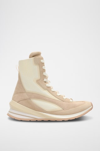 Baskets montantes en nubuck - Beige