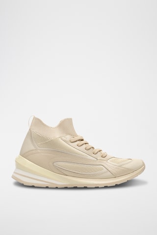 Baskets montantes en cuir - Beige