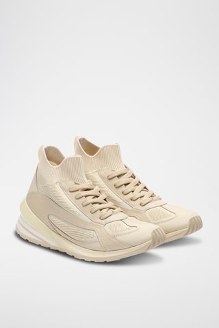 Baskets montantes en cuir - Beige