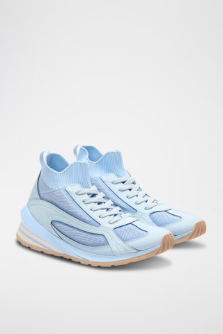 Baskets montantes en cuir - Bleu clair