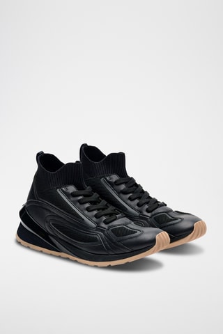 Baskets montantes en cuir - Noir