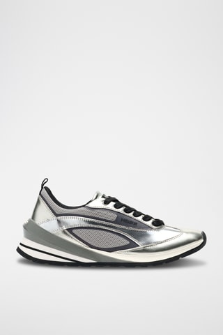 Sneakers em couro Runner Metallic Silver - Prateado