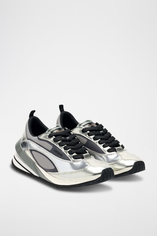 Sneakers em couro Runner Metallic Silver - Prateado