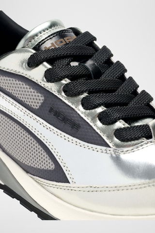 Sneakers em couro Runner Metallic Silver - Prateado
