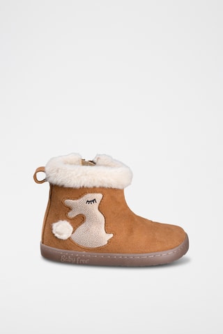 Gevoerde Nubuck Enkellaarzen - Camel