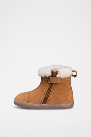Gevoerde Nubuck Enkellaarzen - Camel
