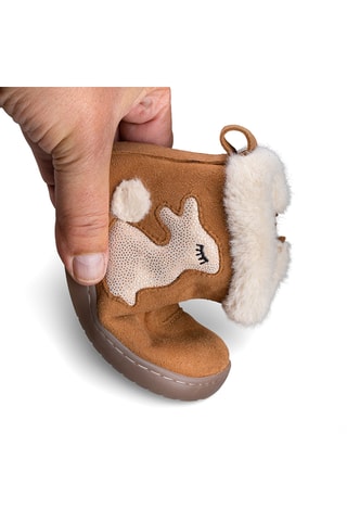 Gevoerde Nubuck Enkellaarzen - Camel