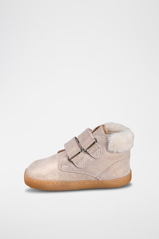 Leren Enkellaarzen - Beige en goudkleurig