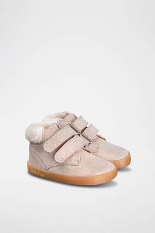 Leren Enkellaarzen - Beige en goudkleurig