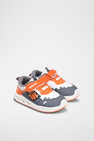 Sneakers - Wit, grijs en oranje