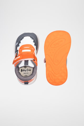 Sneakers - Wit, grijs en oranje