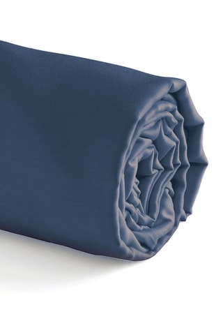 Drap-housse en satin de coton 80 fils/cm² Uni - Bleu marine