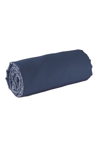 Drap-housse en satin de coton 80 fils/cm² Uni - Bleu marine