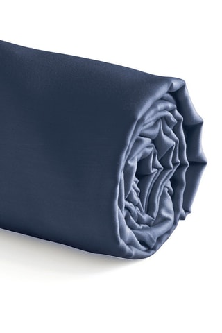 Drap-housse en satin de coton 80 fils/cm² Uni - Bleu marine