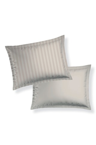 2 taies d'oreiller en satin de coton  Dobby - Taupe