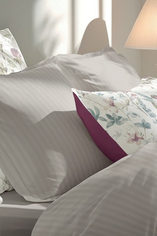 2 taies d'oreiller en satin de coton  Dobby - Taupe