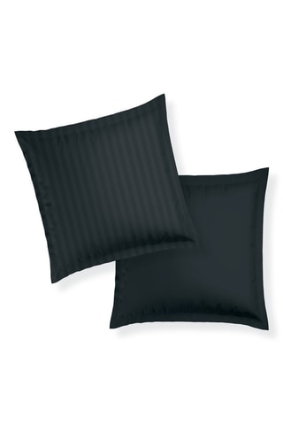 2 taies d’oreiller en satin de coton 80 fils/cm² Dobby - Noir