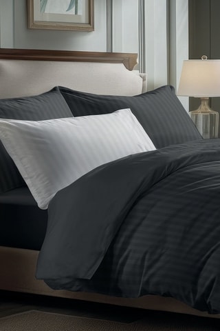 2 taies d’oreiller en satin de coton 80 fils/cm² Dobby - Noir
