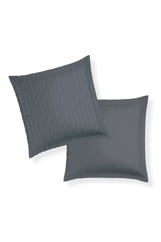 2 taies d’oreiller en satin de coton 80 fils/cm² Dobby - Gris foncé