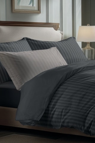 2 taies d’oreiller en satin de coton 80 fils/cm² Dobby - Gris foncé