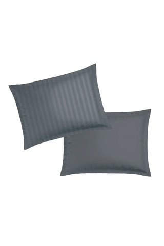 2 taies d’oreiller en satin de coton 80 fils/cm² Dobby - Gris foncé