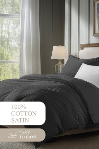 2 taies d'oreiller en satin de coton - 80 fils/cm² - Noir