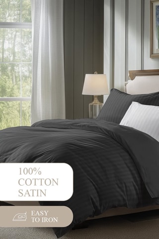 2 taies d'oreiller en satin de coton 80 fils/cm² - Noir
