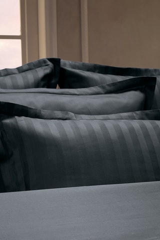 2 taies d'oreiller en satin de coton - 80 fils/cm² - Noir - 50 x 70 cm