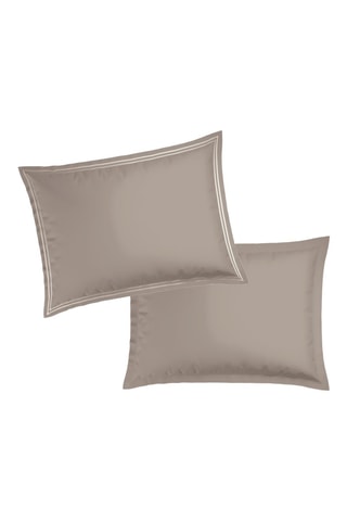 2 taies d’oreiller en satin de coton 80 fils/cm² Cannes - Taupe