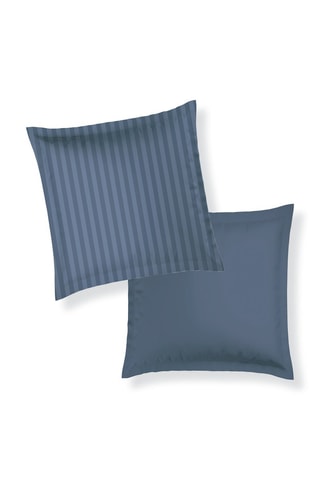 2 taies d'oreiller en satin de coton  Dobby - Bleu
