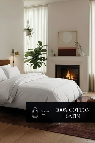 2 taies d'oreiller en satin de coton 80 fils/cm² Annecy - Blanc