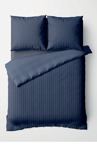 Parure de couette en satin de coton Dobby - Bleu foncé