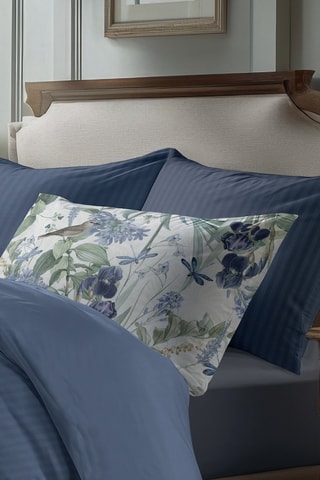 Parure de couette en satin de coton Dobby - Bleu