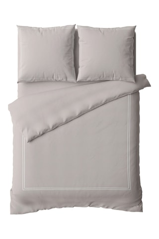 Parure de couette en satin de coton 80 fils/cm² Cannes - Blanc et taupe