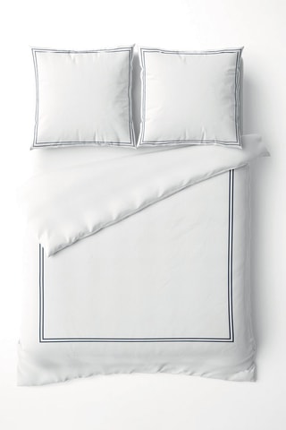 Parure de couette en satin de coton 80 fils/cm² Cannes - Bleu foncé et blanc