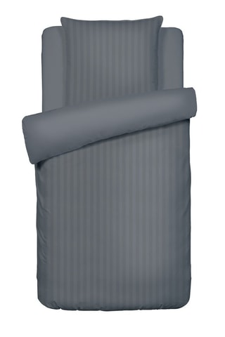 Parure de couette en satin de coton - 80 fils/cm² - Gris foncé