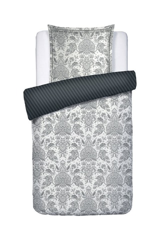 Parure de couette réversible en satin de coton - 80 fils/cm² - Blanc et noir